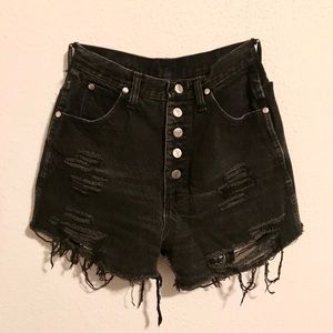 High Wasted Wrangler Distressed Shorts